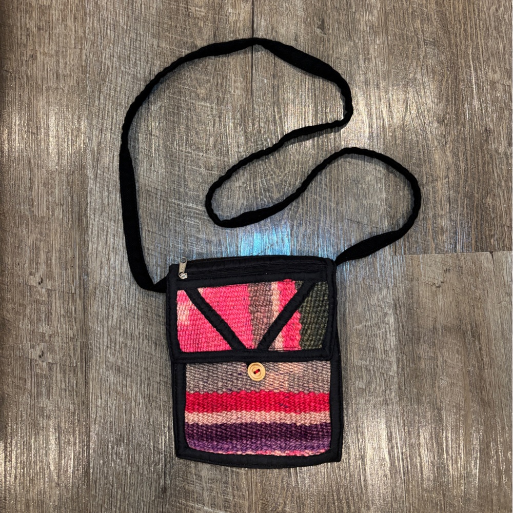 Handwoven Pink Stripe Crossbody Bag